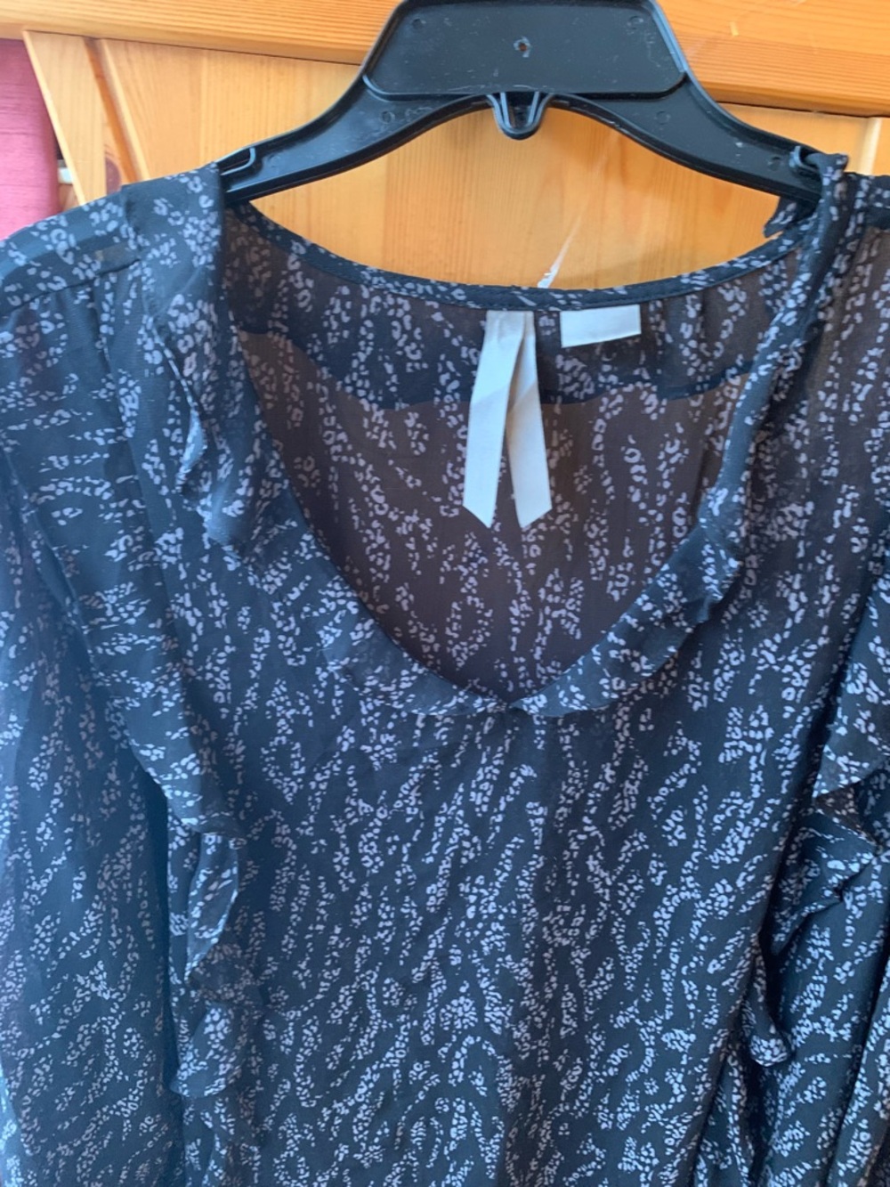 Penningtons Black and White Patterned Ruffle Blouse
